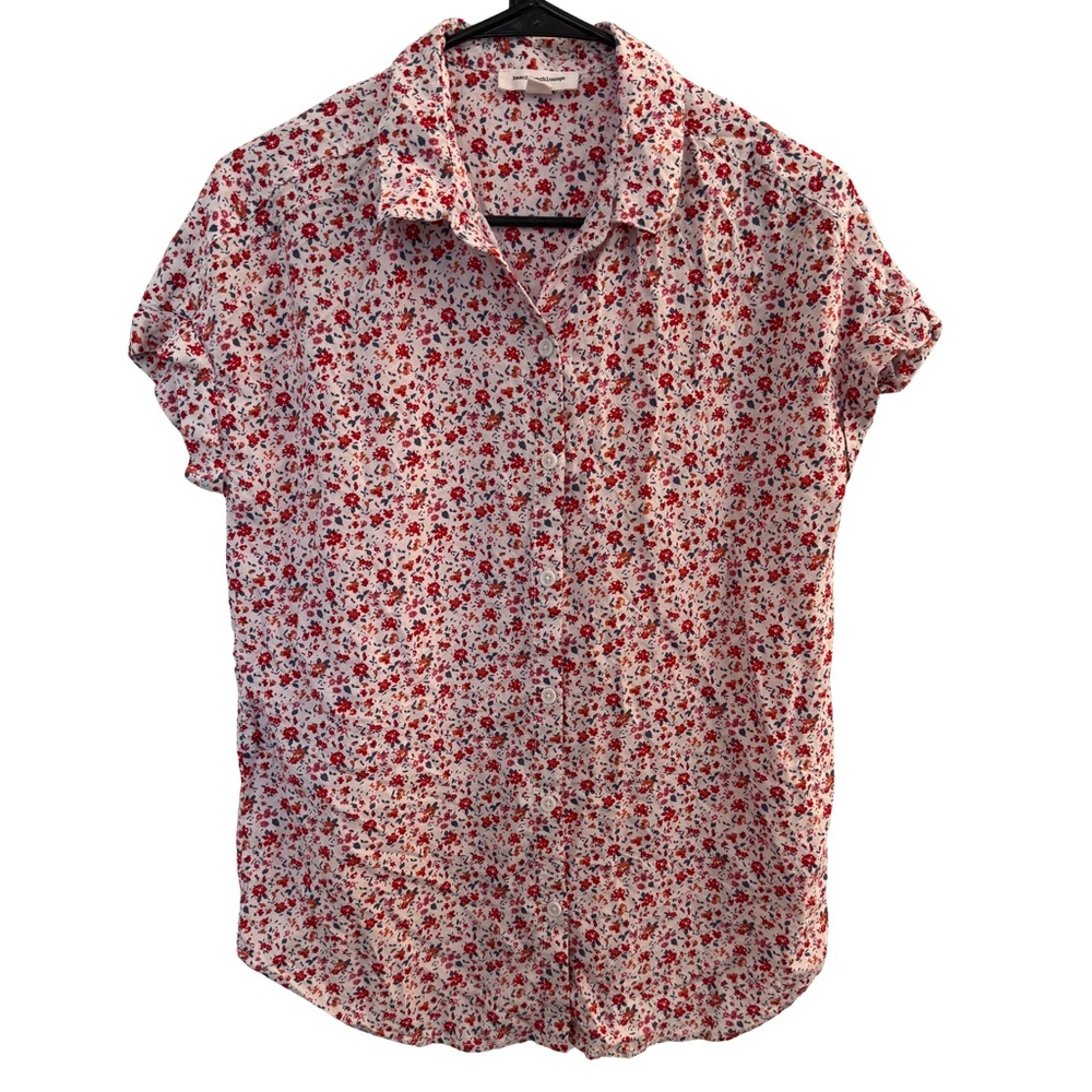 BeachLunchLounge Women’s Floral Button Front Top, Size S/P, Lightweight Viscose